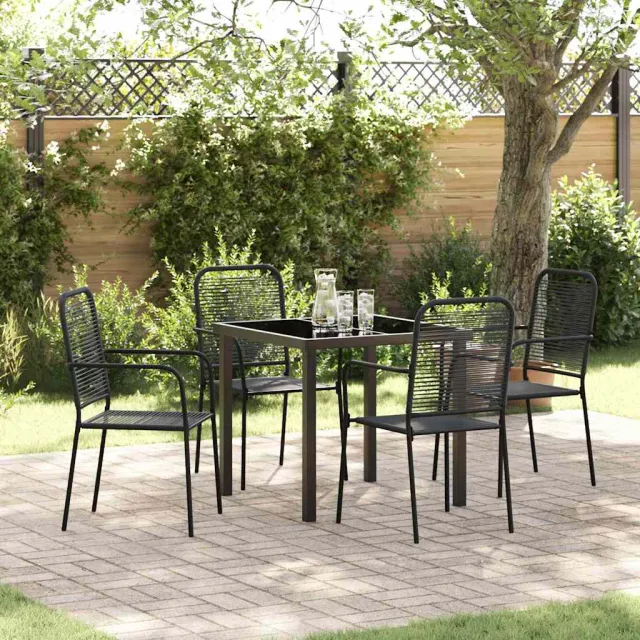 vidaXL Tuin eettafelset 5 st Zwart Gepoedercoat staal, foto 2