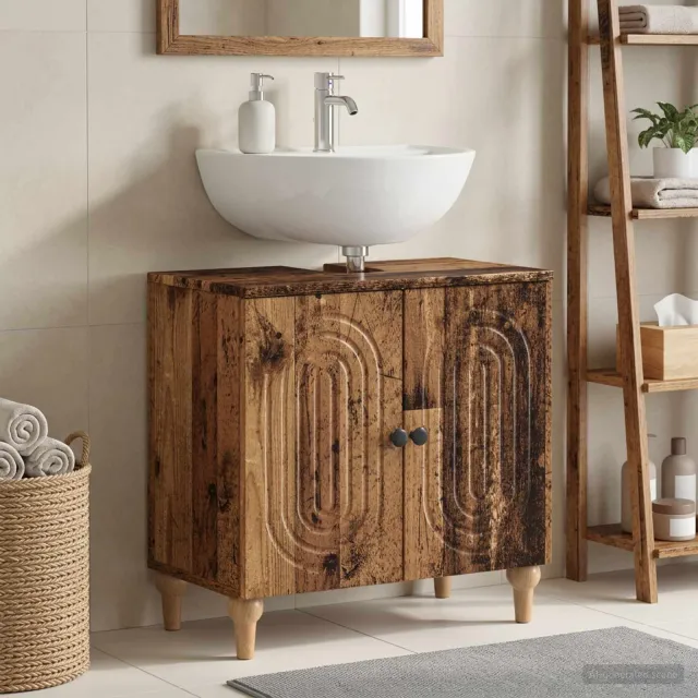 vidaXL Badkamer wastafelkast ALKMAAR Oud hout 59,5 x 31,5 x 59 cm bruin, foto 2