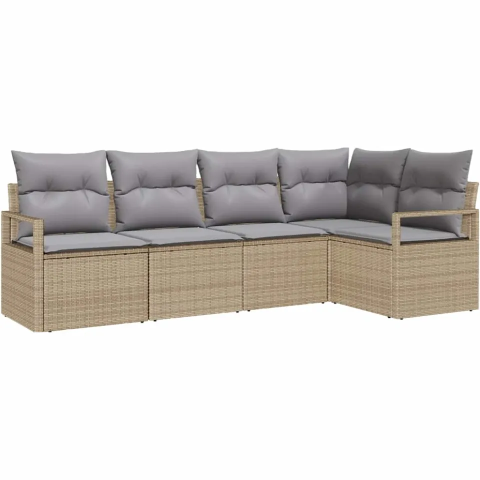 vidaXL Bankstel 5 st Beige poly rattan, foto 3