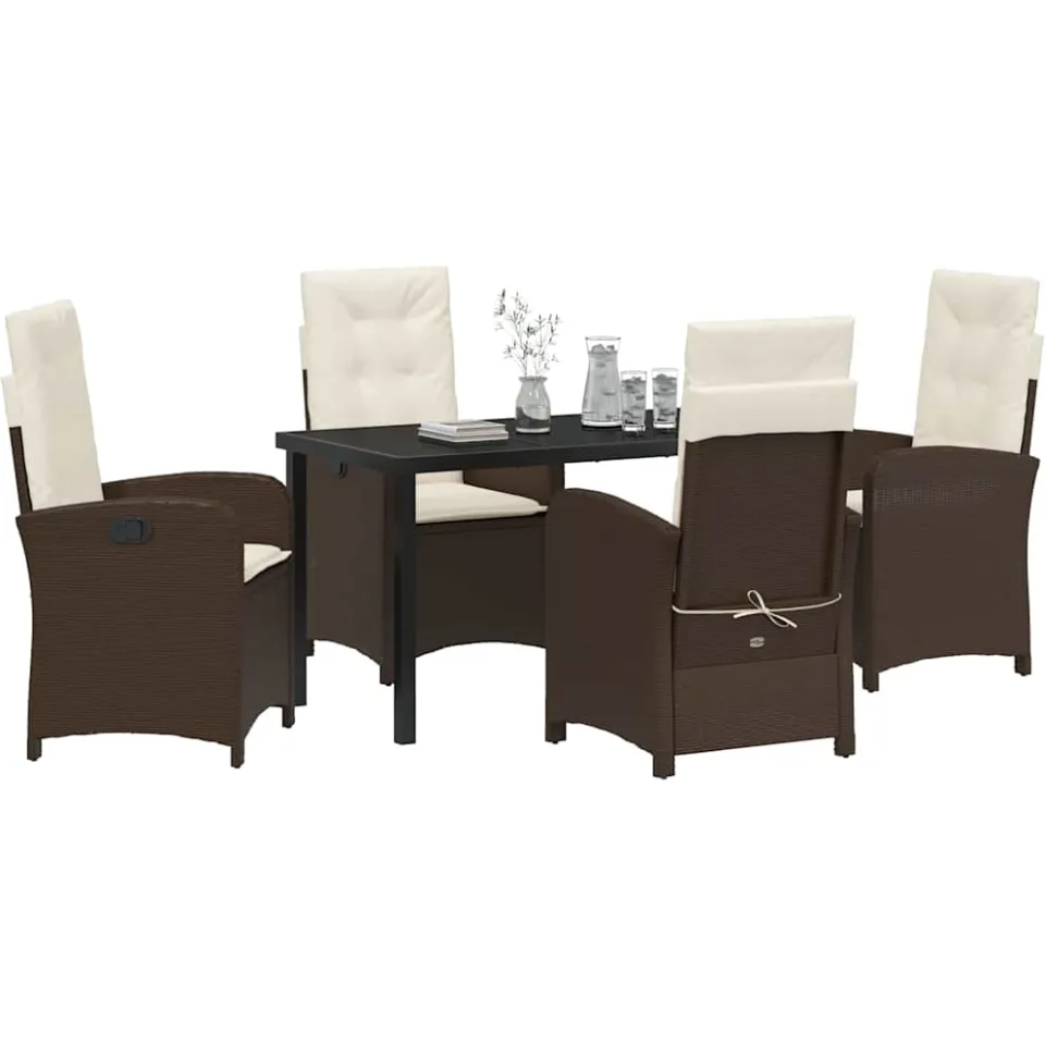 vidaXL Tuin eettafelset 5 st Bruin poly rattan