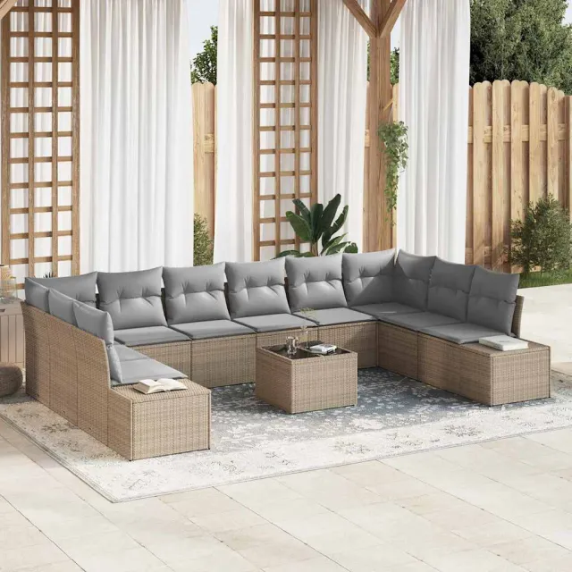 vidaXL Tuin Sofa Set 11 st Beige poly rattan, foto 2