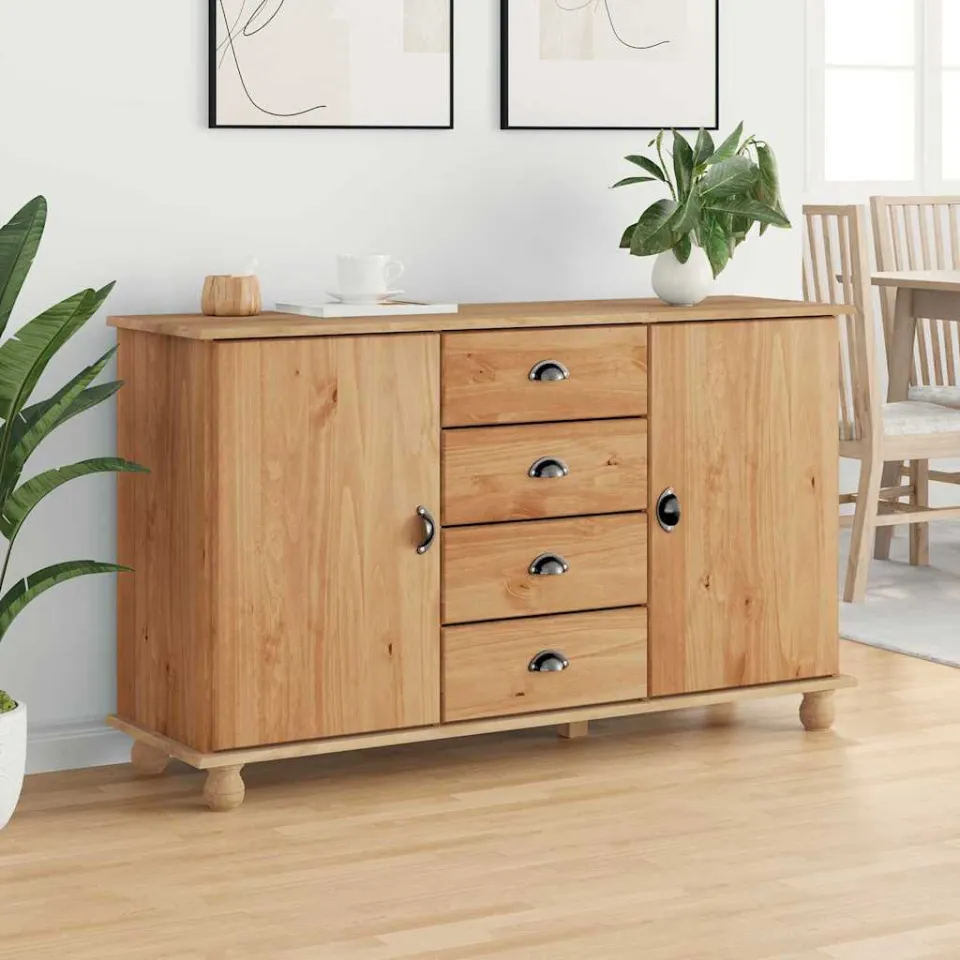 vidaXL Dressoir ASKIM 133,5 x 40 x 79 cm Massief grenenhout bruin, foto 4