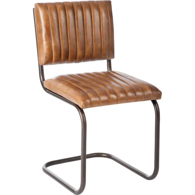 J-Line stoel Retro - leder - cognac - 2 stuks Bruin