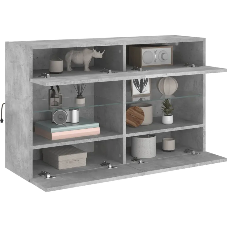 vidaXL Tv-wandmeubel met LED-verlichting 98,5x30x60,5 cm betongrijs