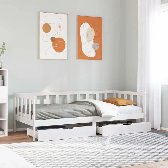 vidaXL Slaapbank Wit 90 x 190 cm Solid pine wood