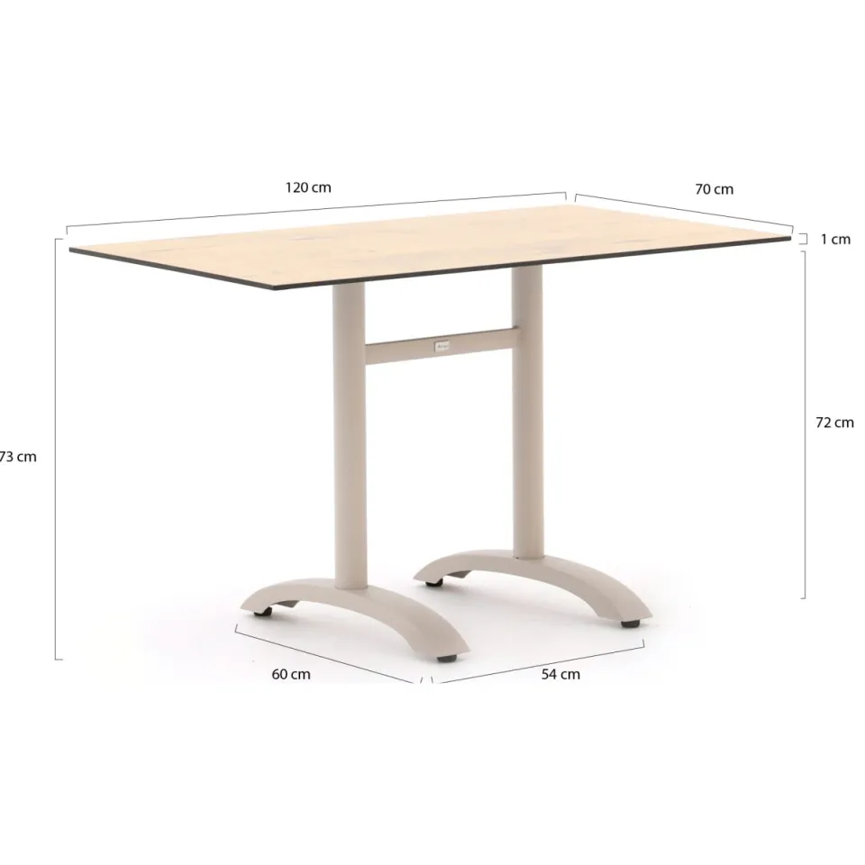Bellagio tuinmeubelen Bellagio Lisio tuintafel 120x70x73cm taupe, foto 2