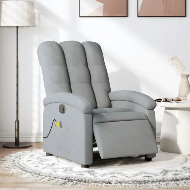 vidaXL Massagestoel elektrisch verstelbaar stof lichtgrijs grijs