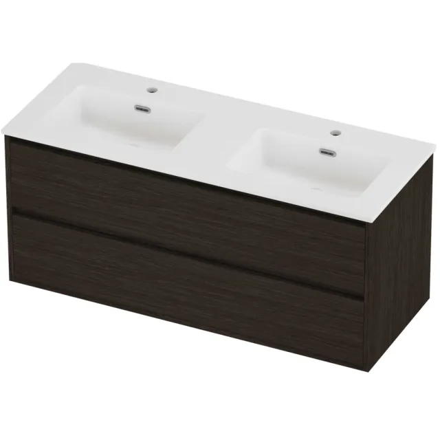 Proline Tribute Badmeubelset Porselein Elegant 2 Gaten 120x46x54 cm Mat White Mokka Oak Eiken