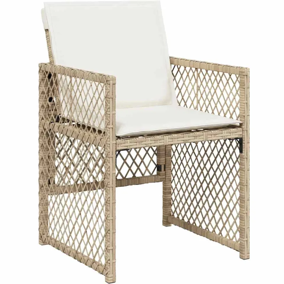 vidaXL 9-delige Tuinset met kussens poly rattan beige