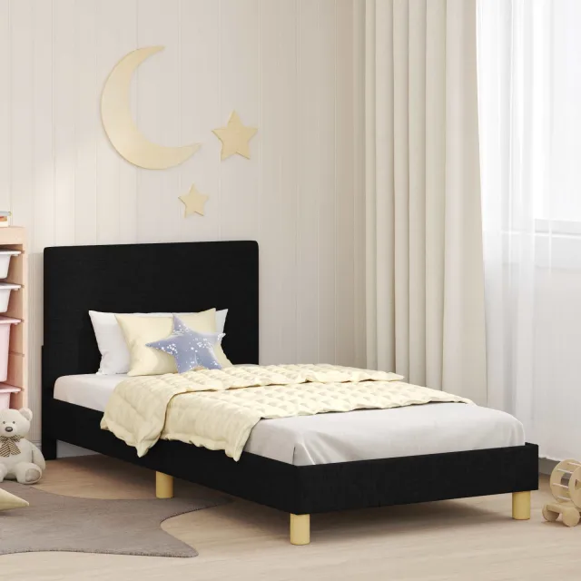 vidaXL Bedframe voor kinderen met hoofdbord Zwart 80 x 200 cm Stof