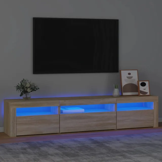 vidaXL Tv-meubel met LED-verlichting 195x35x40 cm sonoma eikenkleurig Bruin
