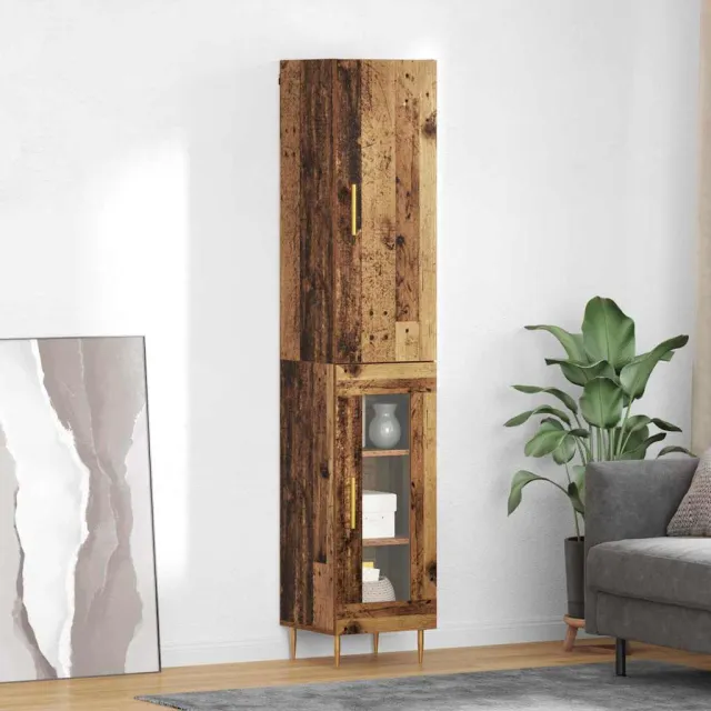 vidaXL Hoge kast 2 st Oud Hout 34,5 x 34 x 180 cm Bewerkt hout Bruin