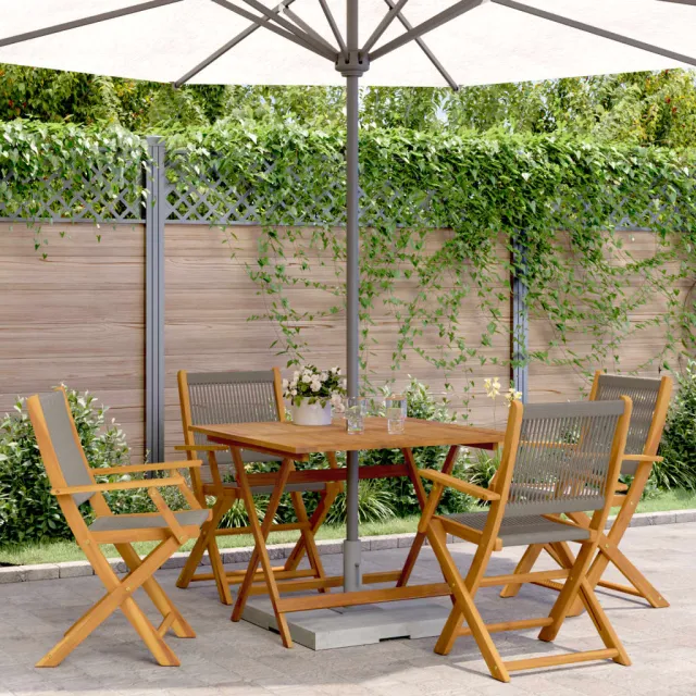 vidaXL 5-delige Tuinset polypropeen en massief hout grijs, foto 2