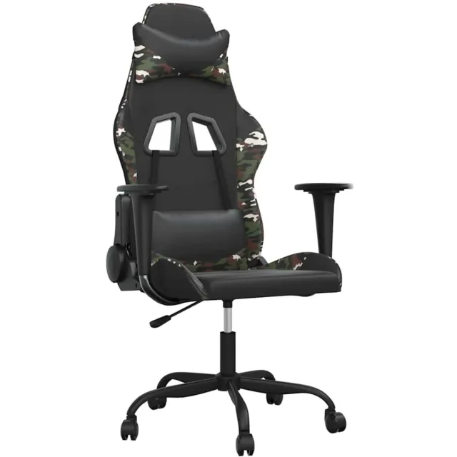 vidaXL Massage - gamestoel - kunstleer - zwart - en - camouflage zwart en camouflage