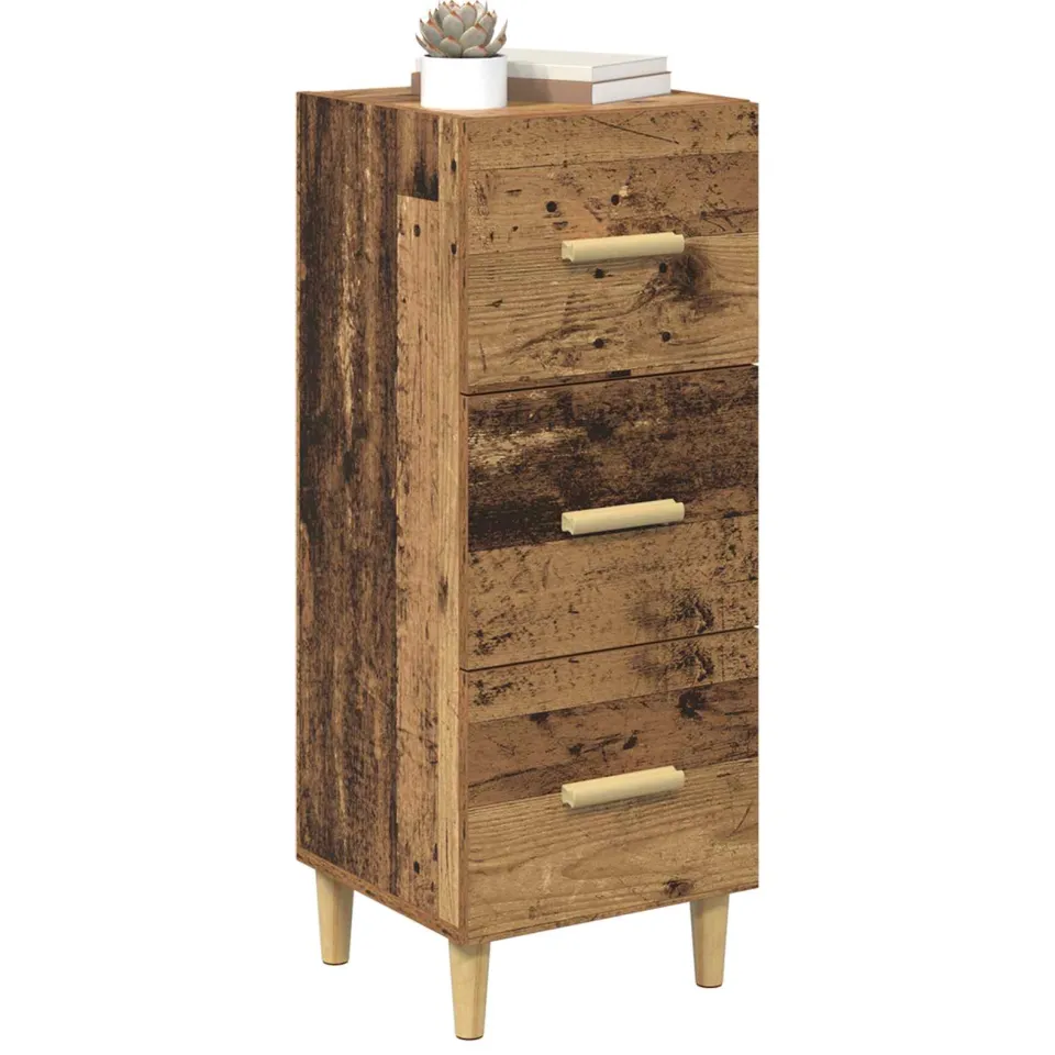 vidaXL Dressoir Oud hout 34.5 x 34 x 90 cm Bewerkt hout Bruin