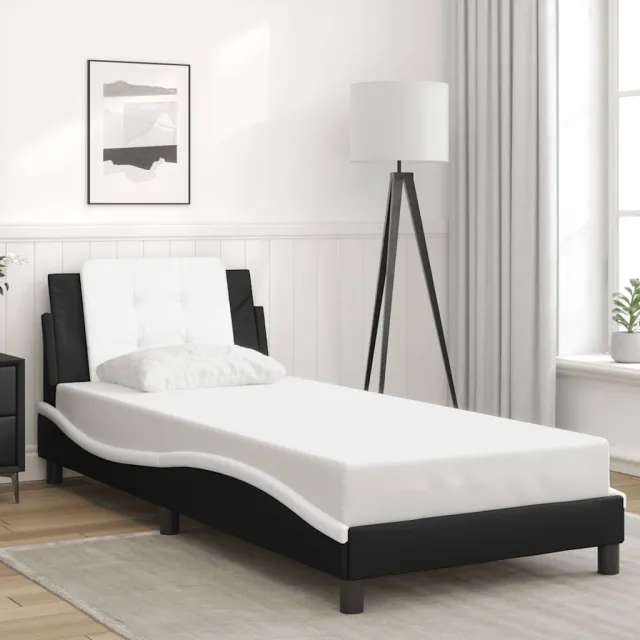 vidaXL Bedframe zonder matras "Zadar" kunstleer zwart en wit 80x200 cm