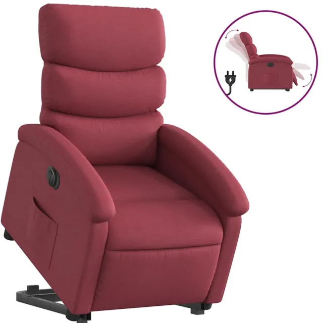 vidaXL Sta-op-stoel - elektrisch - verstelbaar - stof - wijnrood