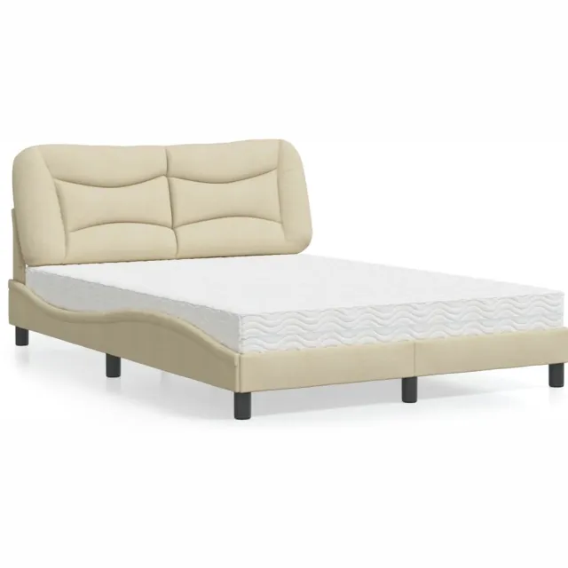 vidaXL Bed met matras "Hvar" stof crèmekleurig 140x200 cm