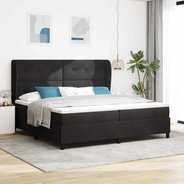 vidaXL Boxspringbed met hoofdeinde Zwart 200 x 200 cm Fluweel