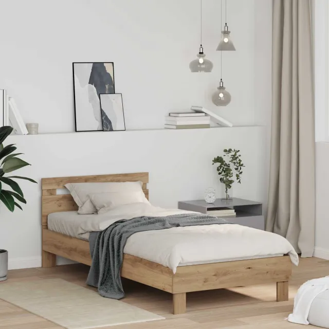 vidaXL Bedframe Artisan Eiken 75 x 190 cm Bewerkt hout Bruin