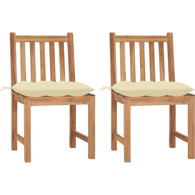 vidaXL Tuinstoelen 2 st met kussens massief teakhout Crème