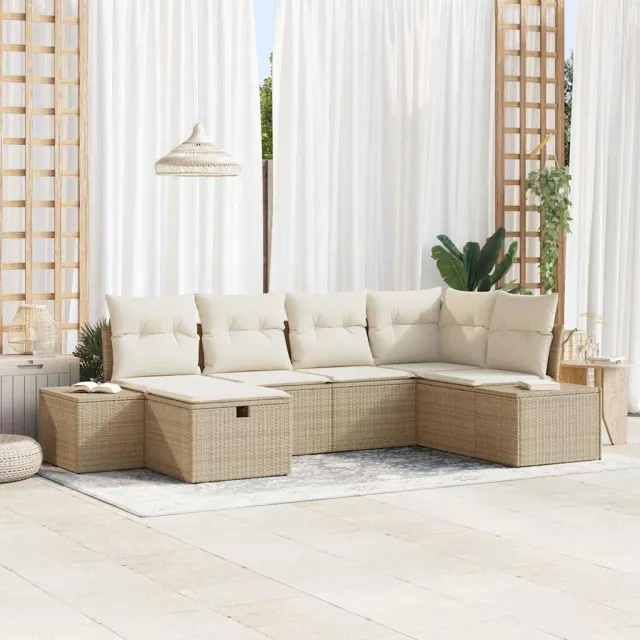 vidaXL Tuin Sofa Set 6 st Beige poly rattan, foto 2