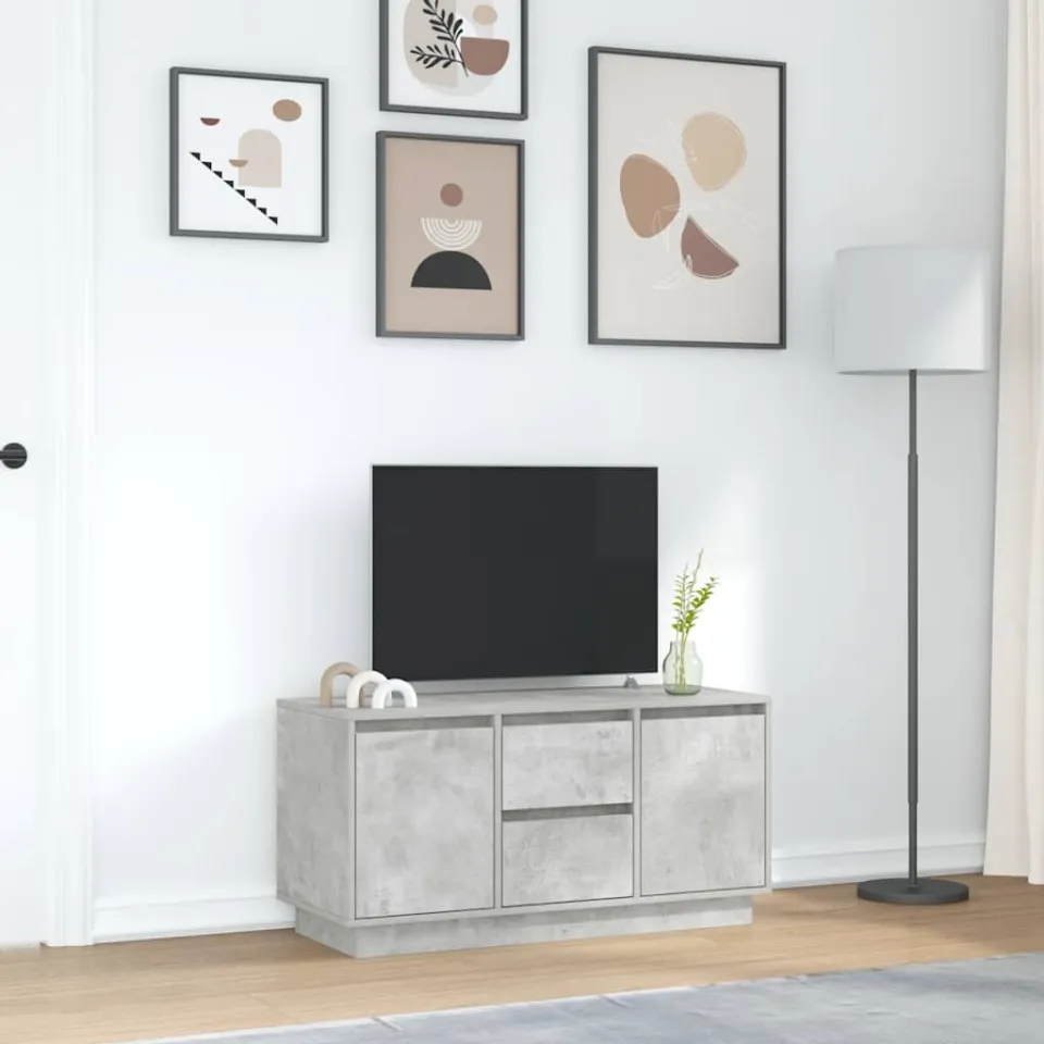 vidaXL Tv-meubel met LED-verlichting 100x41x50 cm betongrijs grijs, foto 3