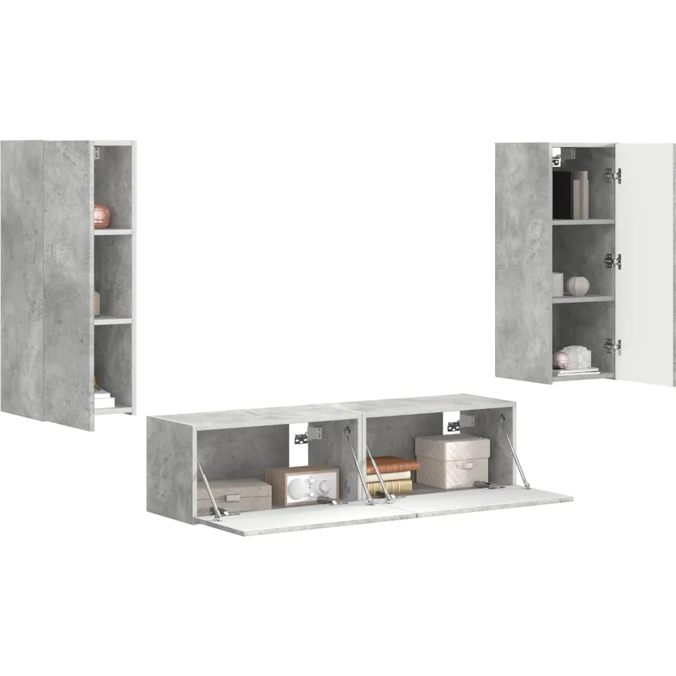 vidaXL Tv-meubelset 2 st Beton Grijs Bewerkt hout