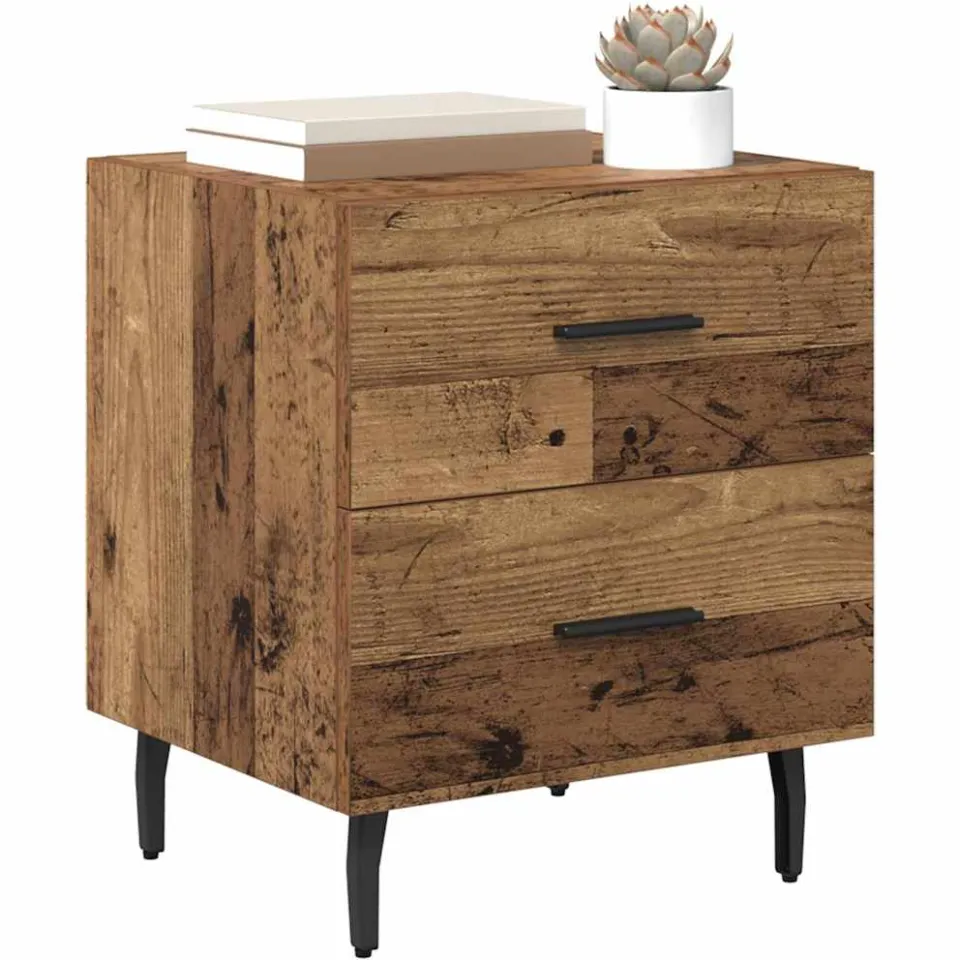 vidaXL Nachtkastje Oudhout 40 x 35 x 47,5 cm Bewerkt hout Bruin