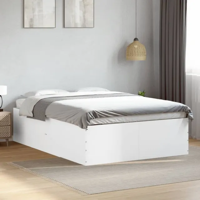 vidaXL Bedframe bewerkt hout wit 135x190 cm