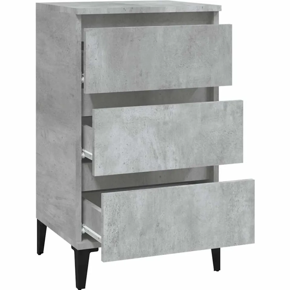 vidaXL Nachtkastje 40x35x70 cm bewerkt hout betongrijs grijs, foto 4