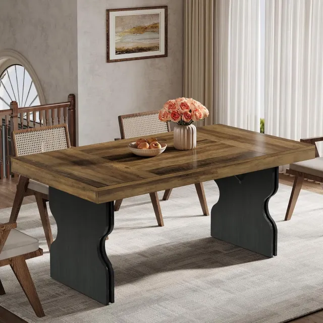 Tribesigns Rechthoekige Eettafel voor 4-6 Personen - Landelijke Keukentafel - Bruin - 160 x 80 x 75 cm - voor Keuken, Eetkamer, Woonkamer