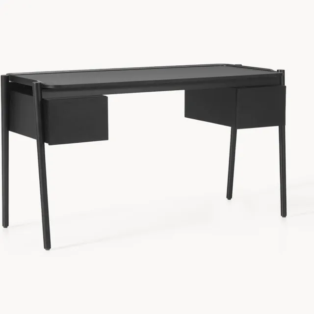 Westwing Collection Houten bureau Libby met lades Zwart