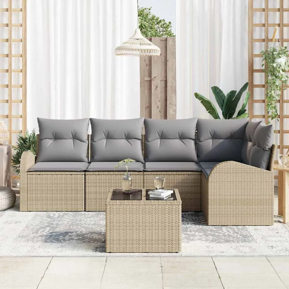 vidaXL Bankstel 6 st Beige Polyester, foto 3
