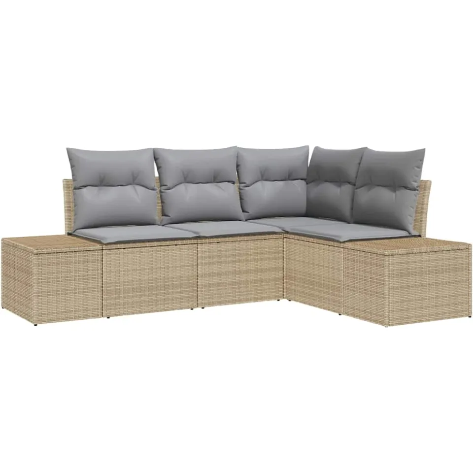 vidaXL Tuin Sofa Set 4 st Beige poly rattan