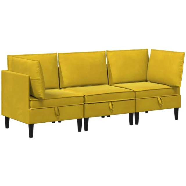 vidaXL Woonkamer - Meubelset - 3 - st - 210 - x - 70 - x - 82 - cm - Geel - Fluweel