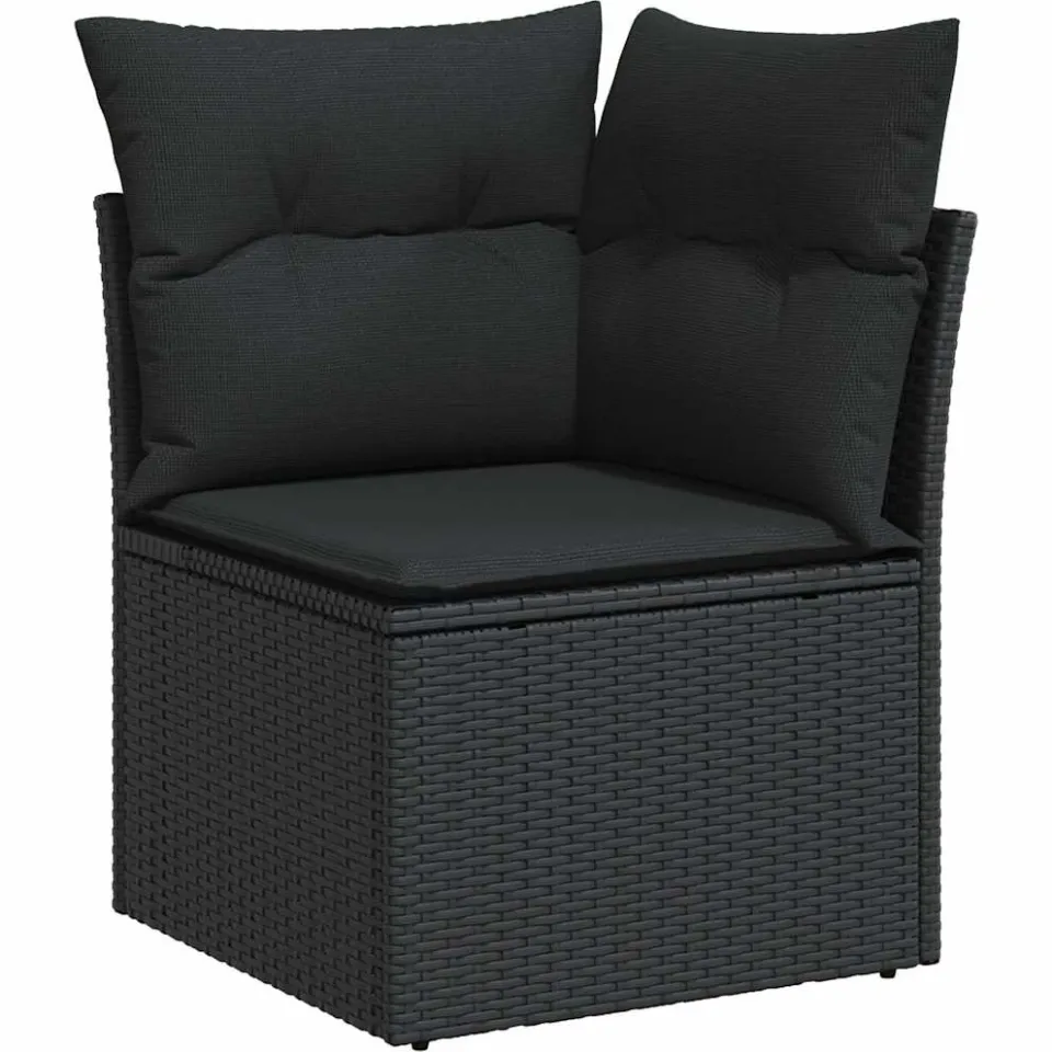 vidaXL 8-delige Loungeset met kussens poly rattan zwart