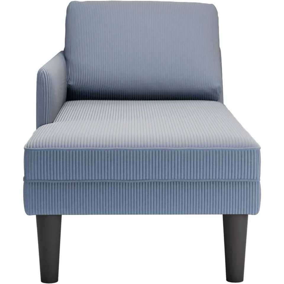 vidaXL Chaise longue met kussen corduroy stof blauw, foto 4