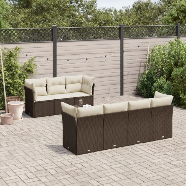 vidaXL 8-delige Loungeset met kussens poly rattan bruin, foto 2