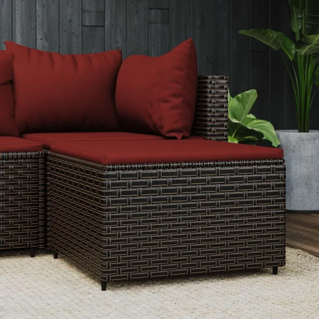 vidaXL Voetensteun met kussen poly rattan bruin, foto 2