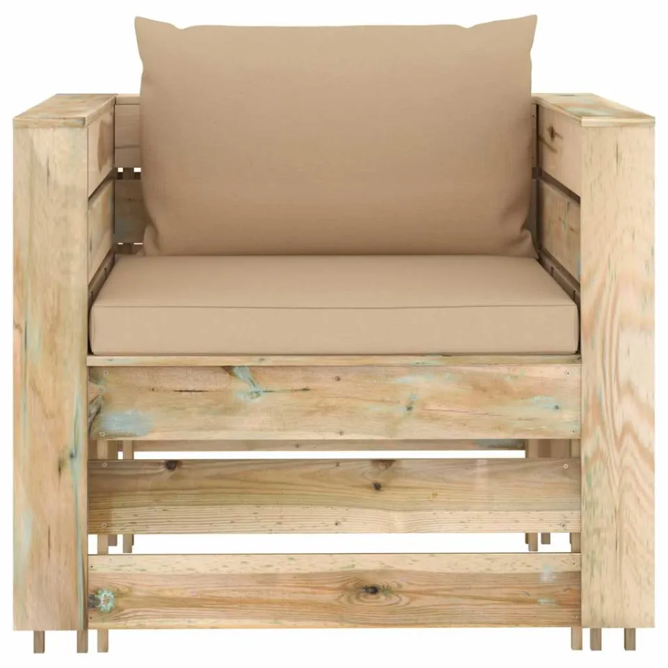 vidaXL 2-delige Loungeset met kussens groen geïmpregneerd hout, foto 3