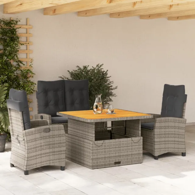 vidaXL 4-delige Tuinset met kussens poly rattan grijs, foto 2