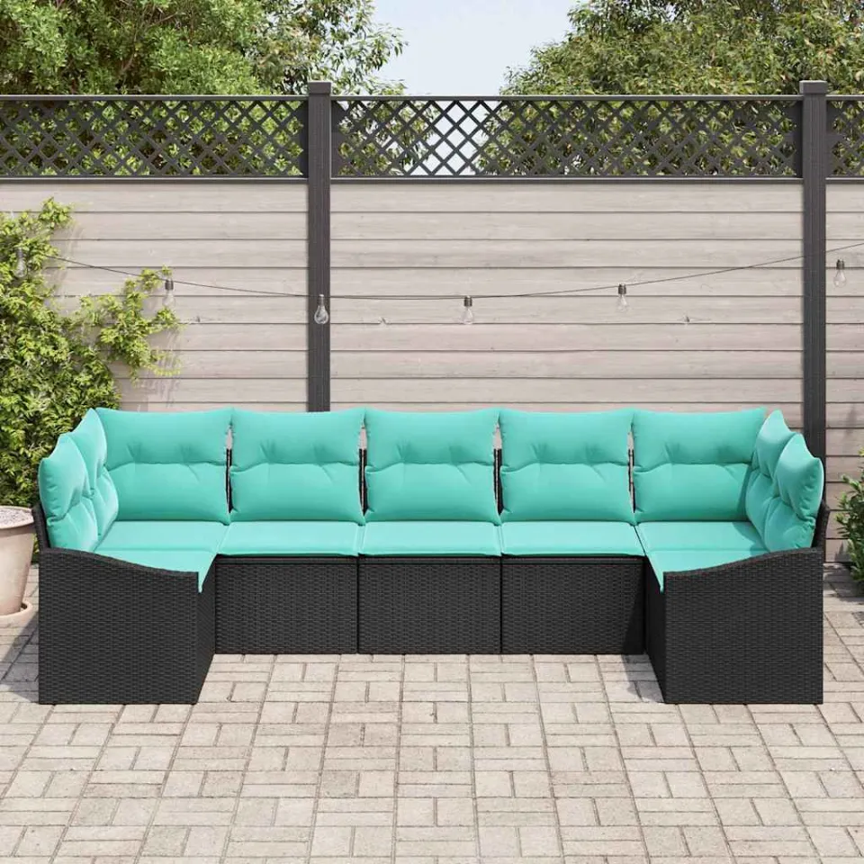 vidaXL Bankstel 7 st Zwart poly rattan, foto 3