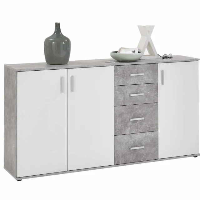 Dressoir Ares beton grijs wit Grijs | Wit