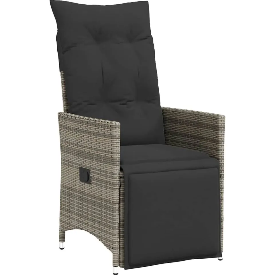 vidaXL 11-delige Bistroset met kussens poly rattan grijs, foto 3