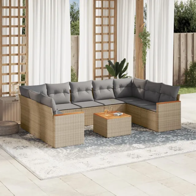 vidaXL Patio Sofa Set 9-zits Gemengd beige, foto 2