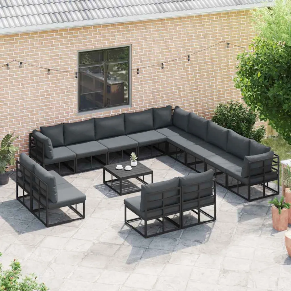 vidaXL Tuinbankenset 14 st Zwart Aluminium, foto 3
