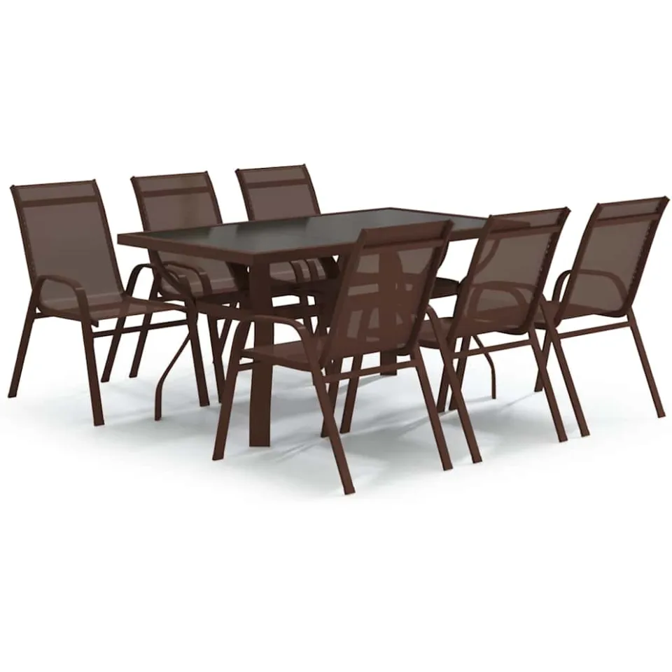 vidaXL 7-delige Tuinset bruin en zwart, foto 3