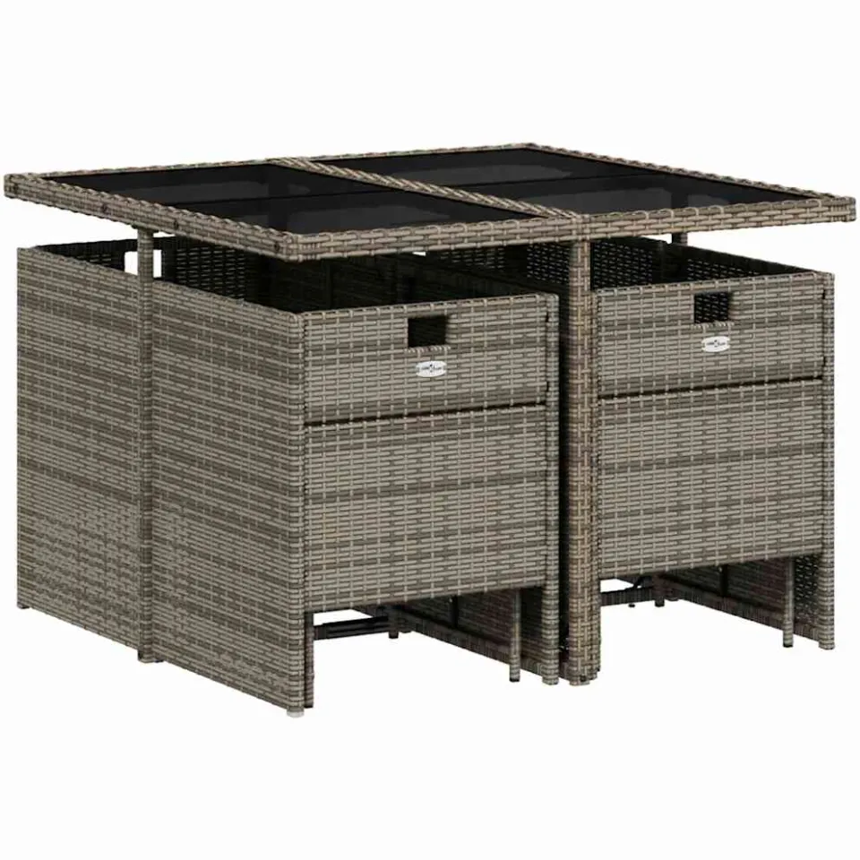 vidaXL 9-delige tuinset met kussens, grijs polyrotan