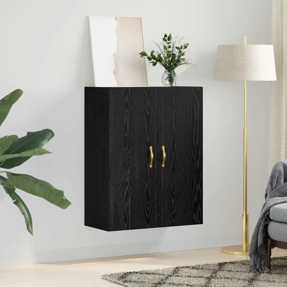 vidaXL Wandkast Zwart Eiken 69,5 x 34 x 90 cm Bewerkt hout, foto 3
